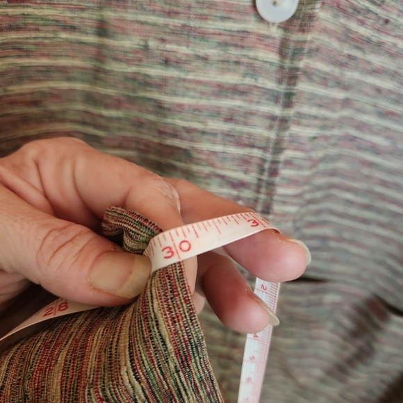 JM Collection Silk Blend Slub‎ Knit Striped Button Up Jacket Blazer Shacket Sz L - Picture 9 of 9